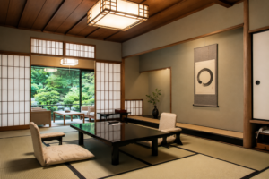 Salle de tatami zen et moderne
