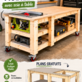 Atelier mobile en bois avec outils de bricolage