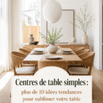 Centre de table simple avec des fleurs fraîches sur une table à manger moderne