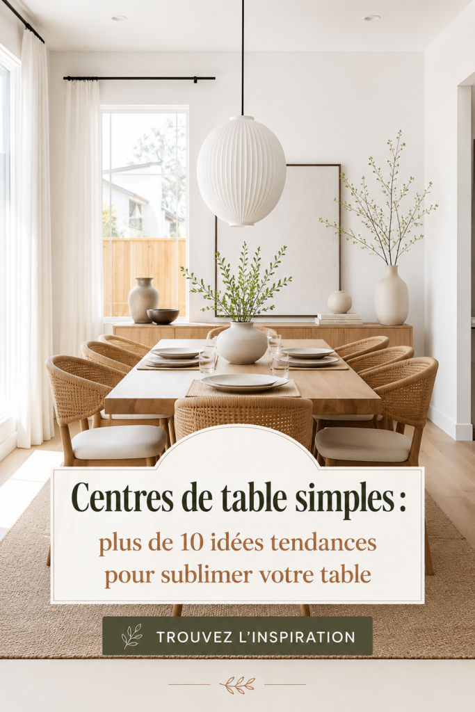 Centre de table simple avec des fleurs fraîches sur une table à manger moderne