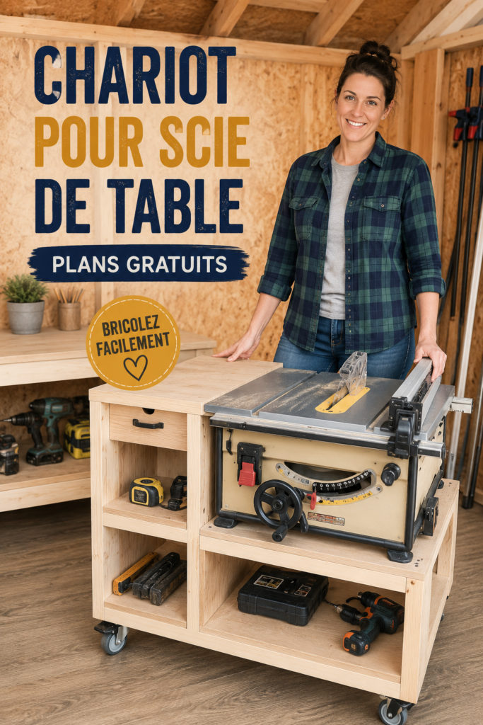 Chariot de scie à table en bois construit dans un atelier