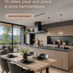 Cuisine moderne avec des meubles gris et des accents en bois
