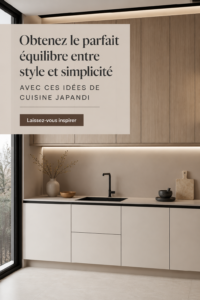 Cuisine moderne au style Japandi, avec des matériaux naturels et des lignes épurées.
