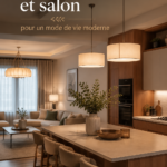 Cuisine ouverte moderne avec un design contemporain et lumineux.