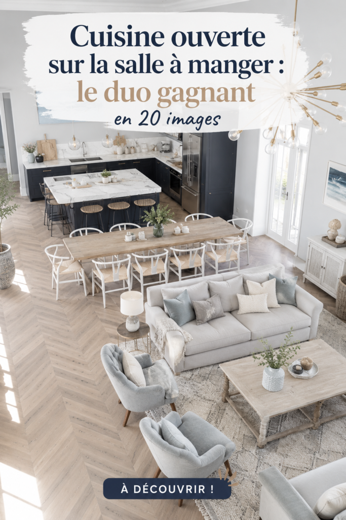 Cuisine ouverte sur la salle à manger avec un espace convivial et chaleureux.