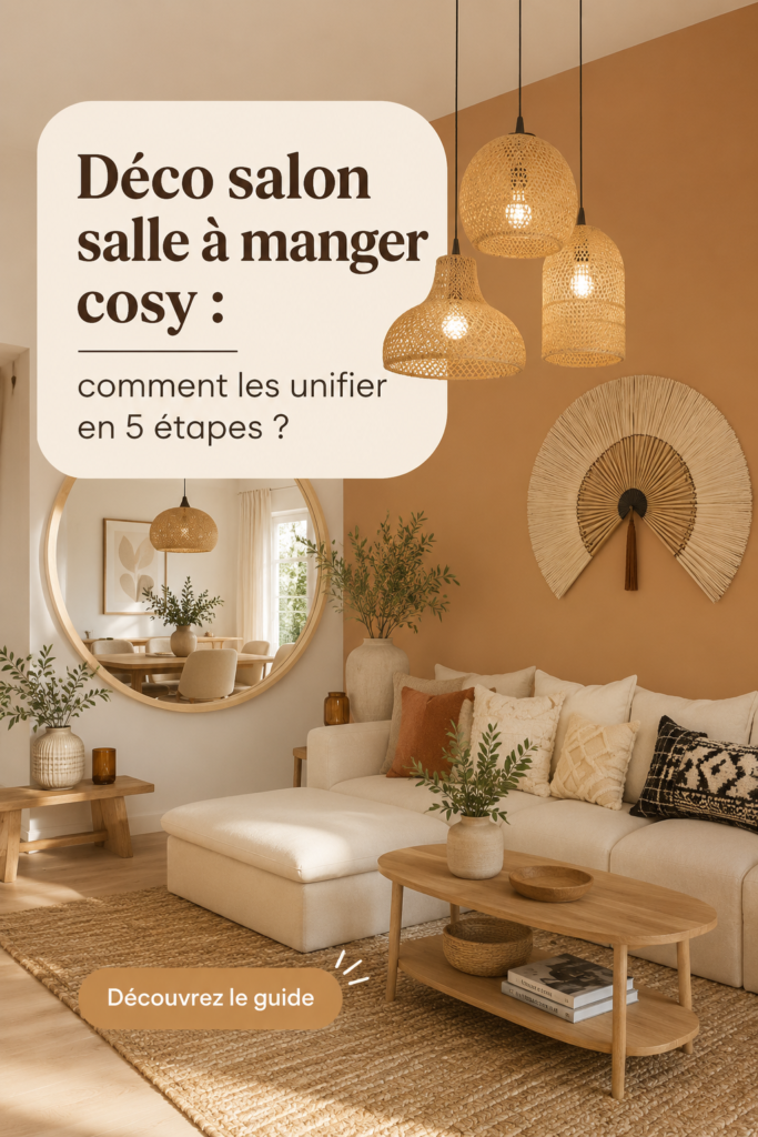 Salon et salle à manger unifiés dans une ambiance cosy et chaleureuse.