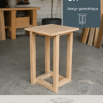 Table d'appoint géométrique moderne en bois dans un salon