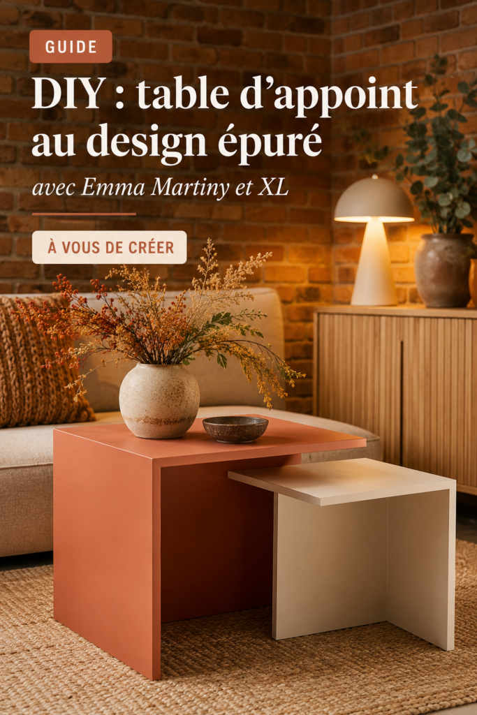 Un sofabord fait maison au design moderne et épuré, idéal pour le salon.