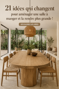 Un exemple de salle à manger lumineuse et spacieuse avec des meubles bien agencés.