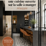 Une cuisine ouverte moderne et chaleureuse avec un bar à l'américaine.