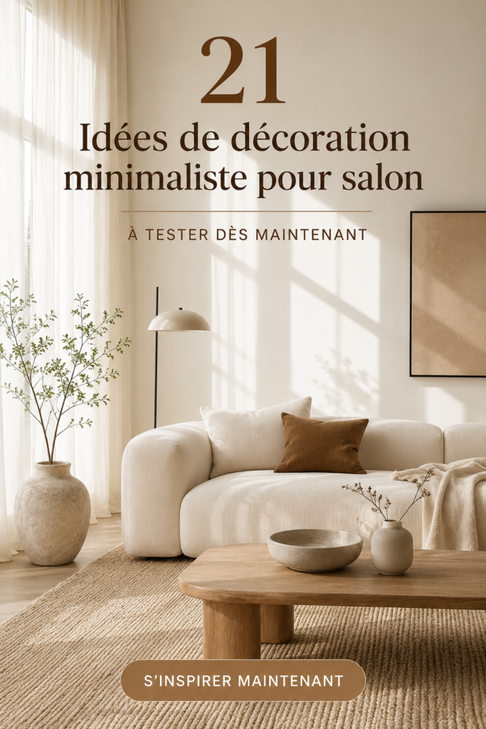 Salon minimaliste avec des tons neutres et des éléments décoratifs simples