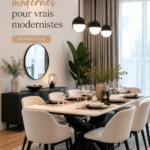 Décoration moderne et chaleureuse dans un salon contemporain.