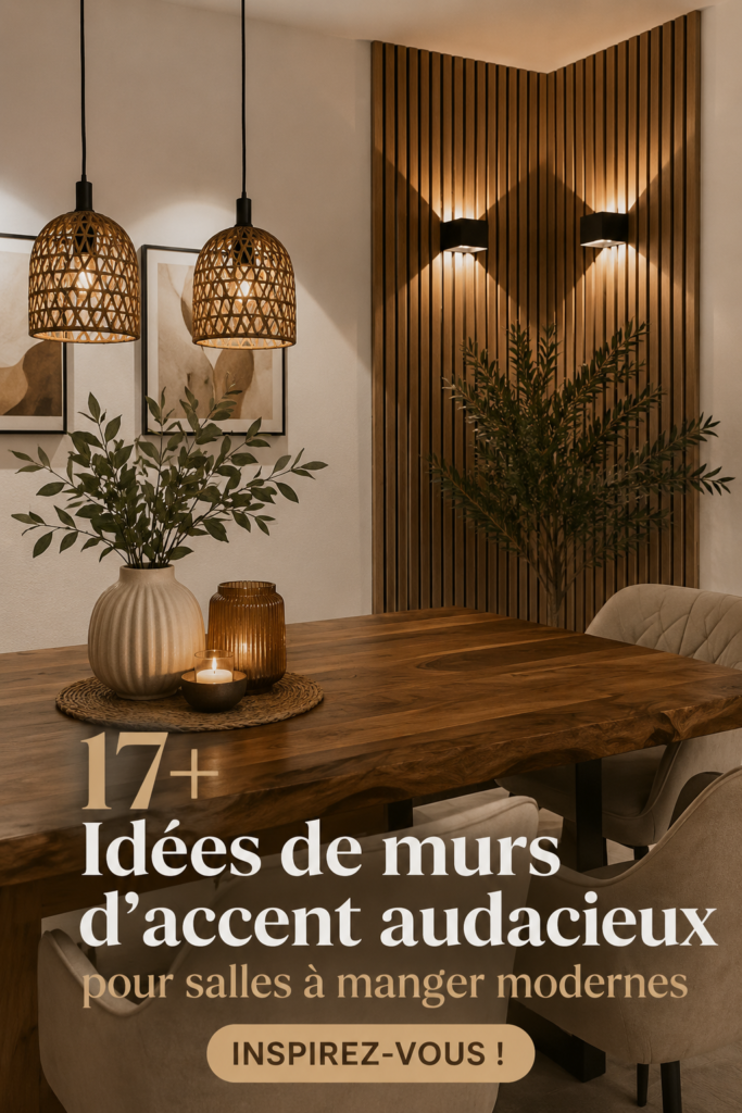 Salle à manger moderne avec un mur d'accent audacieux