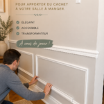 Un lambris élégant dans une salle à manger moderne, ajoutant une touche chaleureuse à l'espace.