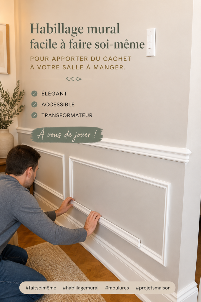 Un lambris élégant dans une salle à manger moderne, ajoutant une touche chaleureuse à l'espace.