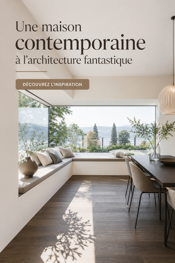 Une maison contemporaine avec une architecture moderne et aérienne.