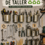Un espace d'atelier écoresponsable avec des matériaux recyclés et naturels