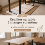 Table à manger en bois faite maison, réalisée en DIY