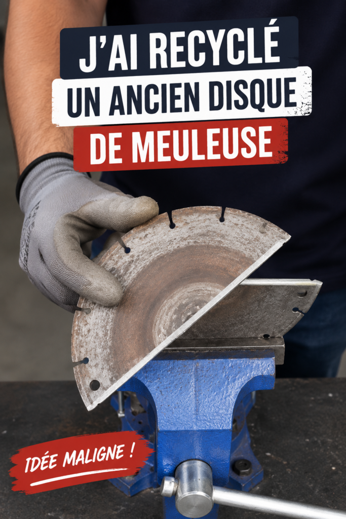 Un ancien disque de meule recyclé en objet décoratif dans un intérieur moderne.