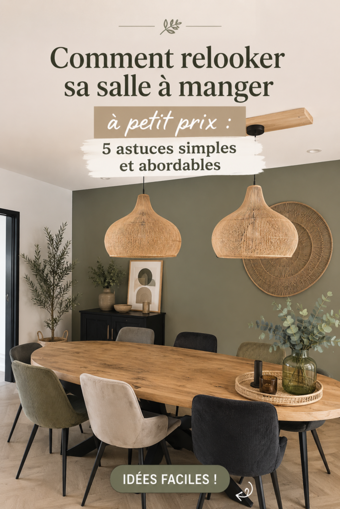 Salle à manger relookée avec des couleurs douces et un style moderne.