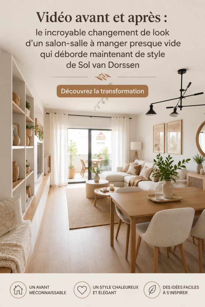 Un salon avant et après son relooking, montrant une transformation stylée et moderne