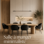 Salle à manger minimaliste avec des meubles en bois clair