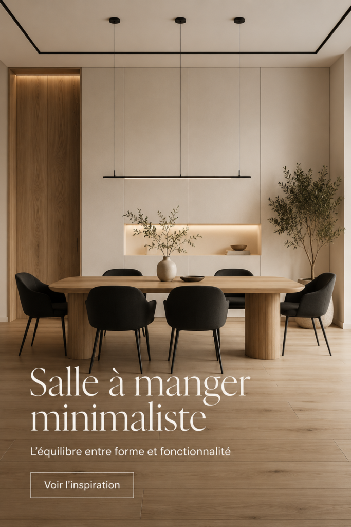 Salle à manger minimaliste avec des meubles en bois clair