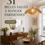 Une belle salle à manger à la parisienne avec une décoration élégante et chaleureuse.