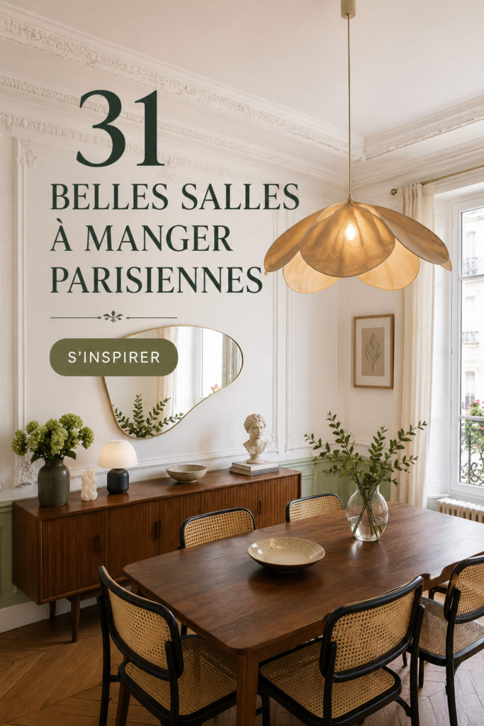 Une belle salle à manger à la parisienne avec une décoration élégante et chaleureuse.