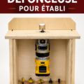 Table de fraisage en bois dans un atelier de bricolage, prête à l'emploi.