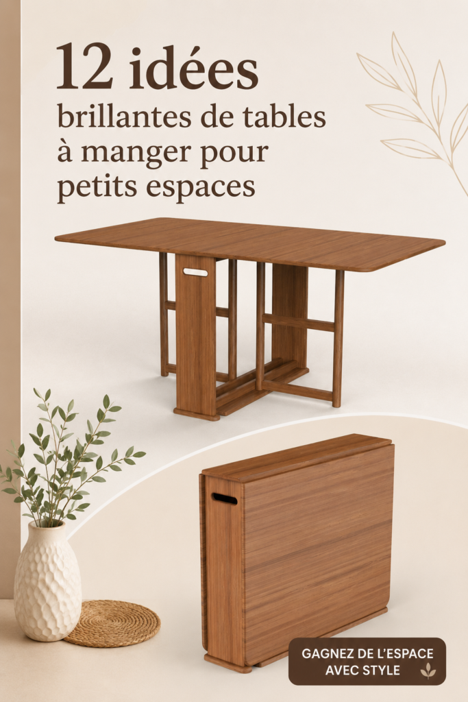 Table à manger moderne dans un petit espace, décorée de chaises élégantes.