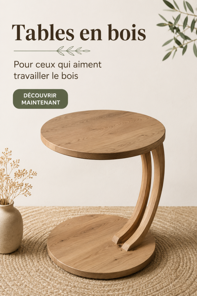 Table en bois naturel dans un bureau chaleureux