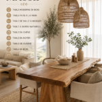 Table en bois moderne avec un design épuré et élégant dans un intérieur chaleureux.