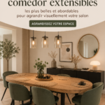 Illustration d'une table extensible élégante dans un salon moderne, mettant en avant le confort et la convivialité de l'espace.