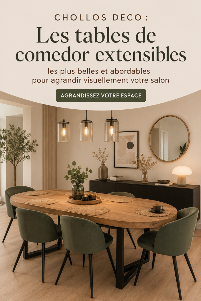 Illustration d'une table extensible élégante dans un salon moderne, mettant en avant le confort et la convivialité de l'espace.