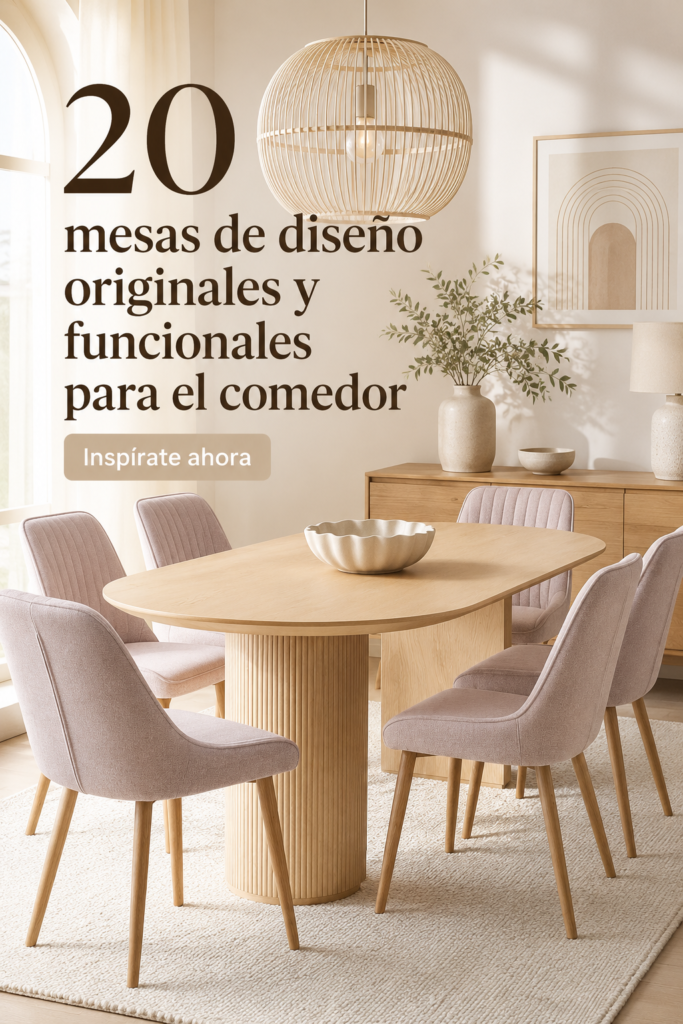 Table de salle à manger moderne en bois clair avec des chaises assorties dans un intérieur chaleureux