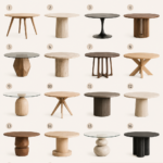 Table ronde moderne en bois naturel pour salle à manger