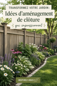 Un jardin magnifiquement aménagé avec une clôture en bois fleuri.