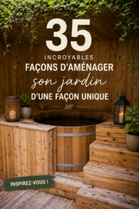 Un jardin aménagé avec des éléments uniques et colorés
