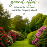Un petit jardin bien aménagé avec des plantes variées et un mobilier élégant.