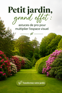 Un petit jardin bien aménagé avec des plantes variées et un mobilier élégant.