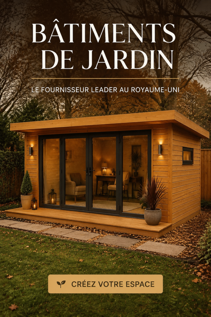 Construction moderne dans un jardin verdoyant avec des fleurs colorées