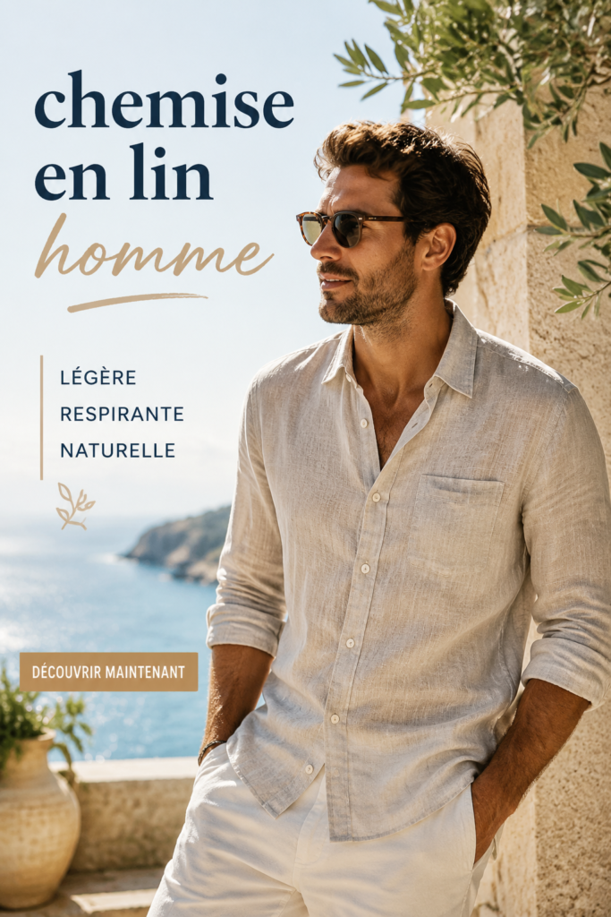 Une chemise en lin pour homme dans des teintes claires, parfaite pour le printemps.