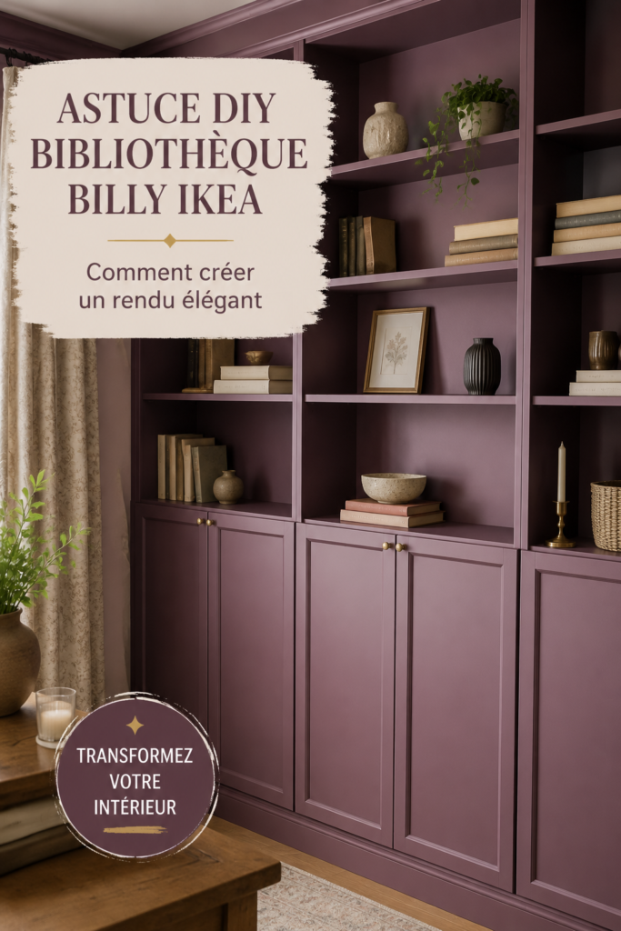 Bibliothèque IKEA Billy transformée avec un design unique et accueillant.