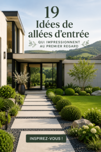 Allée de jardin décorative en gravier entourée de fleurs colorées