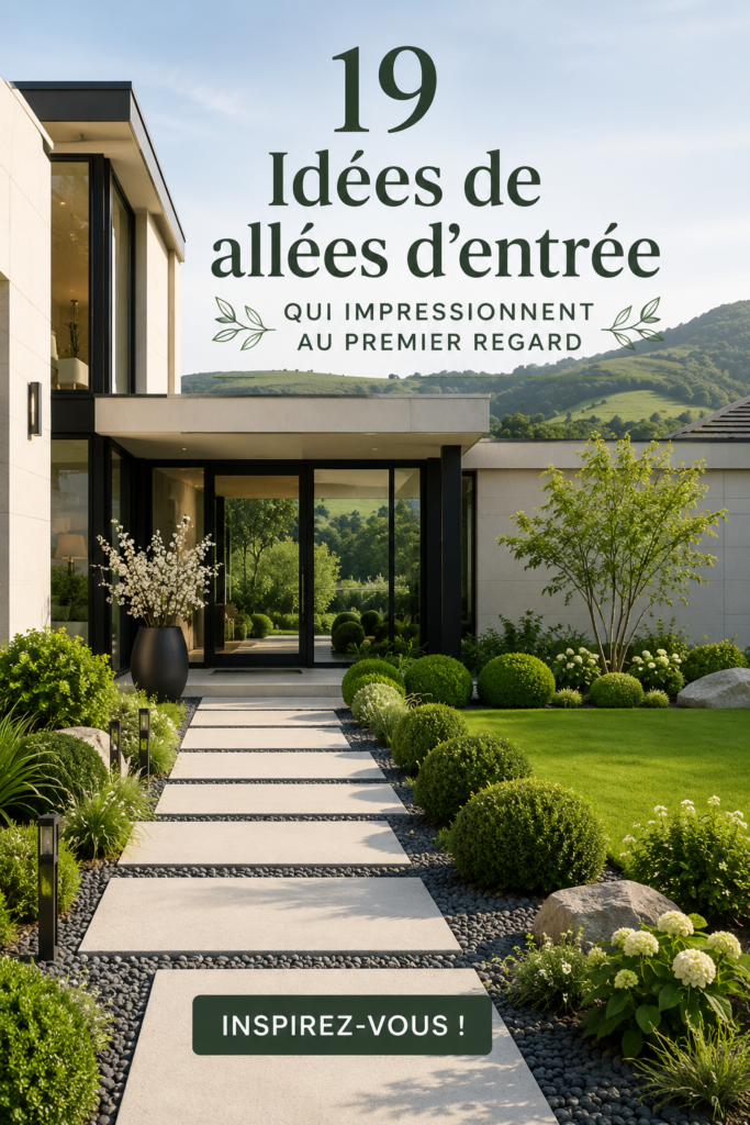 Allée de jardin décorative en gravier entourée de fleurs colorées