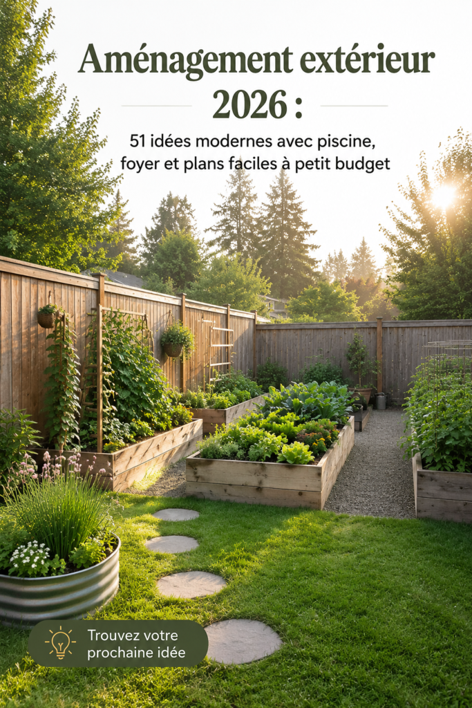 Un jardin moderne et accueillant, avec une piscine et un coin détente.