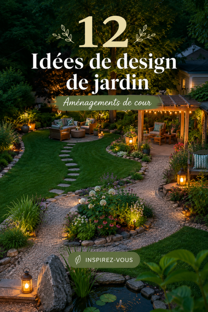 Design d'un jardin contemporain avec mobilier et plantes variées