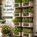 Un jardin étoilé avec des fleurs colorées et un aménagement charmant.