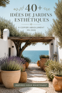 Un jardin esthétique avec des plantes colorées et des meubles d'extérieur accueillants.